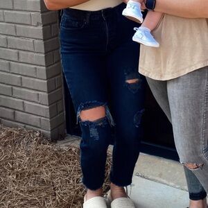 Old Navy Women's Black Distressed Skinny Jeans